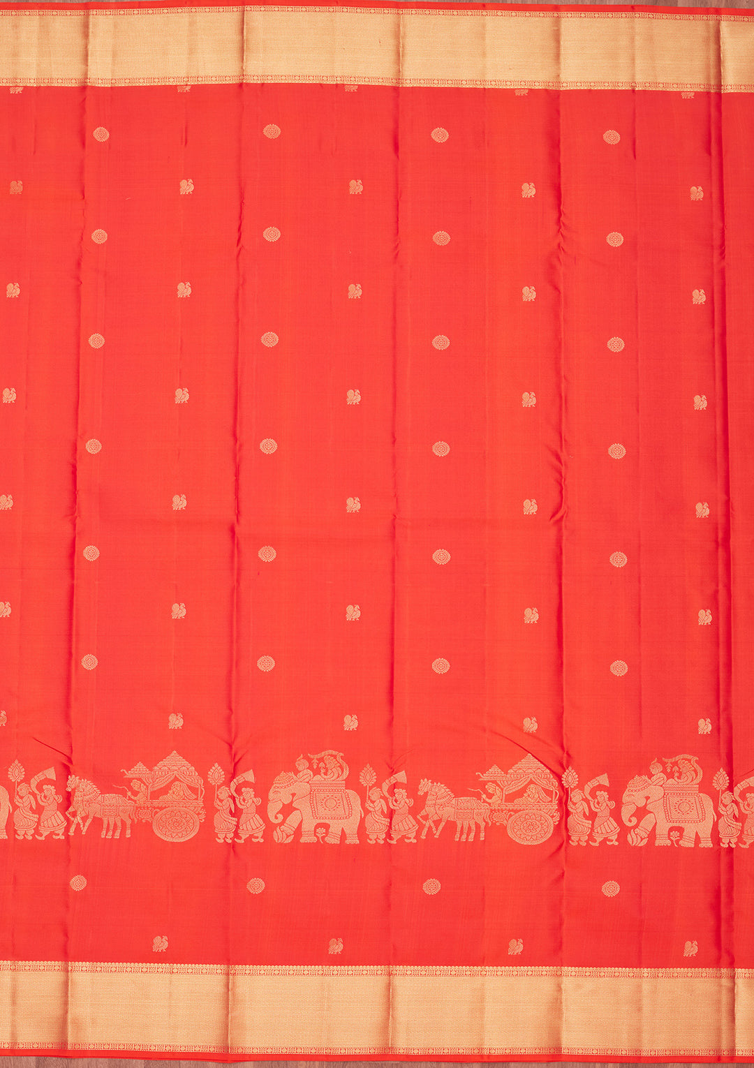 Orange Silk Buti Saree With Matching Blouse Piece