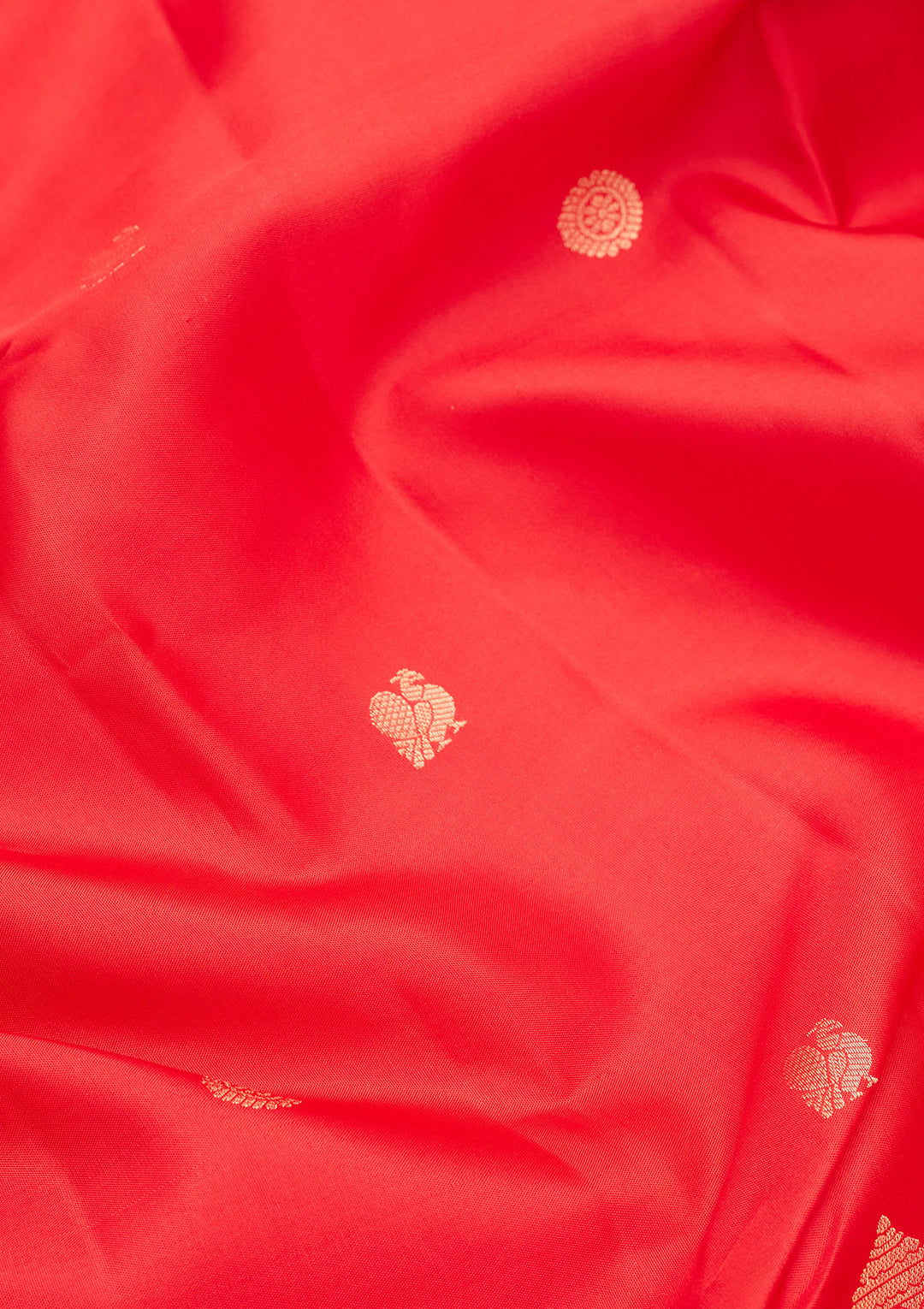 Red Silk Buti Saree With Matching Blouse Piece