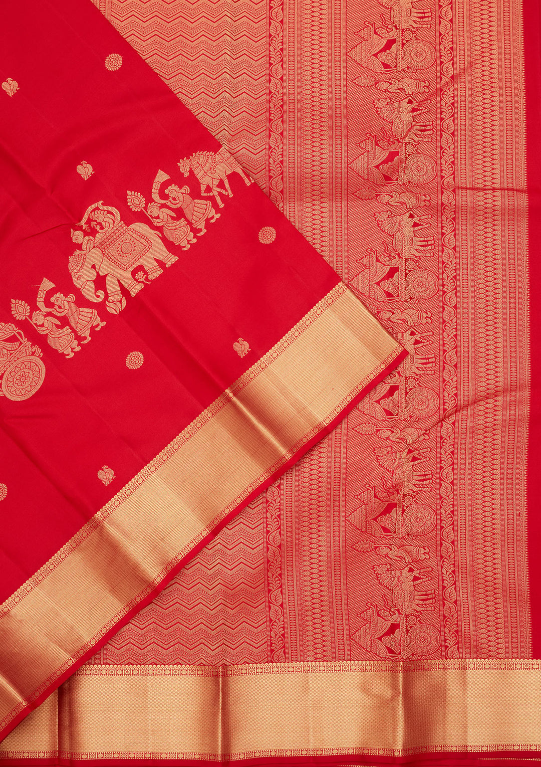 Red Silk Buti Saree With Matching Blouse Piece