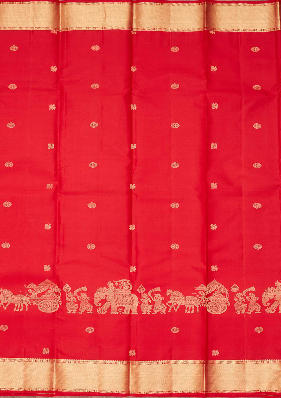 Red Silk Buti Saree With Matching Blouse Piece