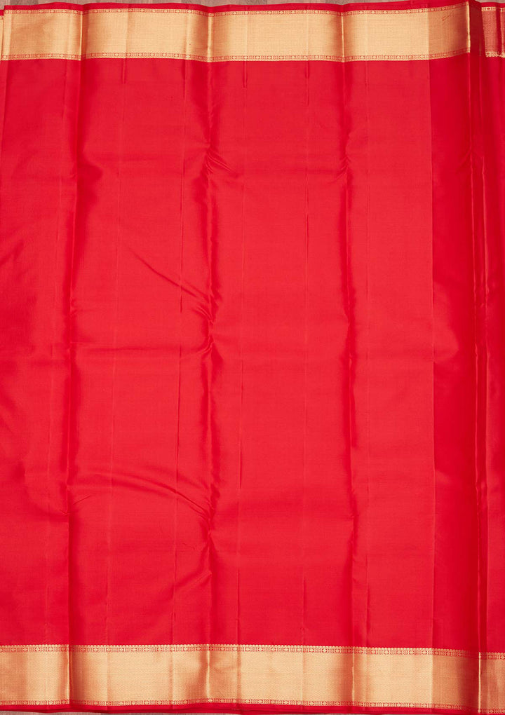 Red Silk Buti Saree With Matching Blouse Piece