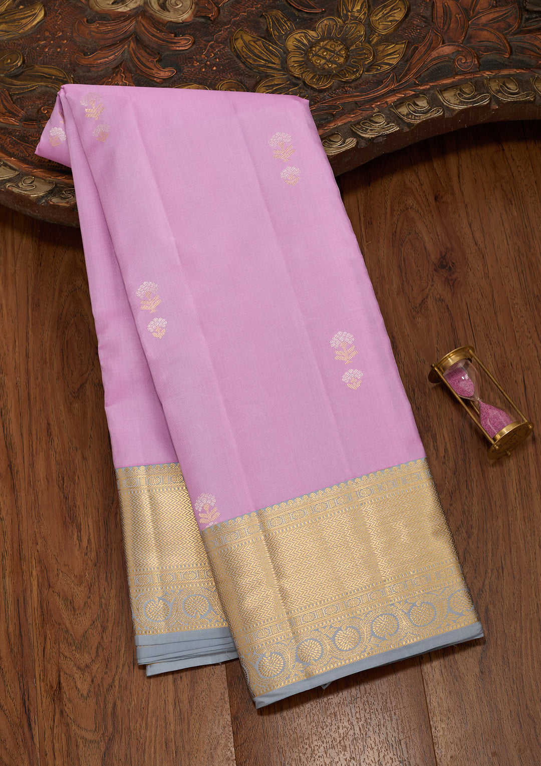 Lavender Zariwork Pure Silk Saree