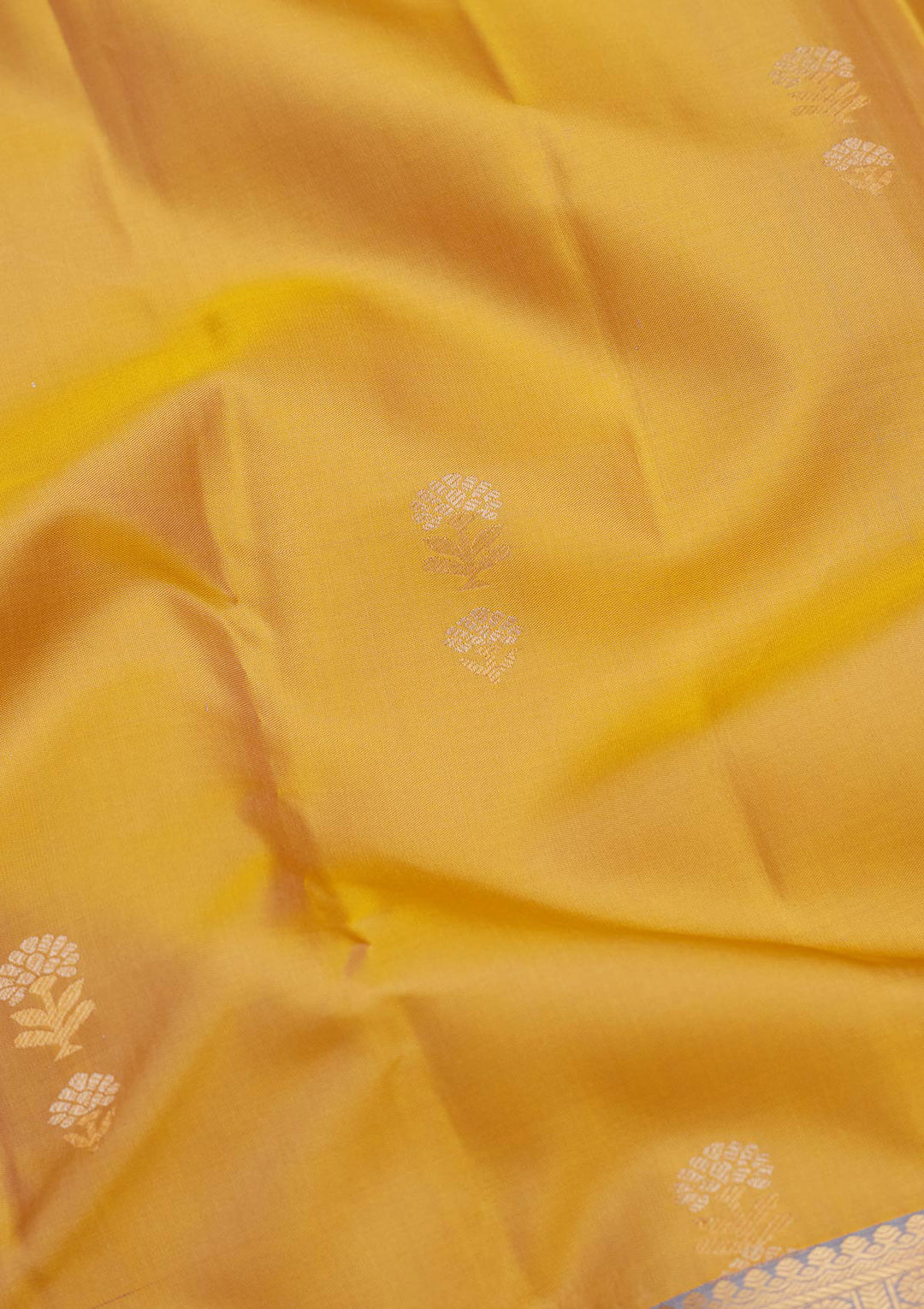 Lemon Yellow Silk Buti Saree With Matching Blouse Piece