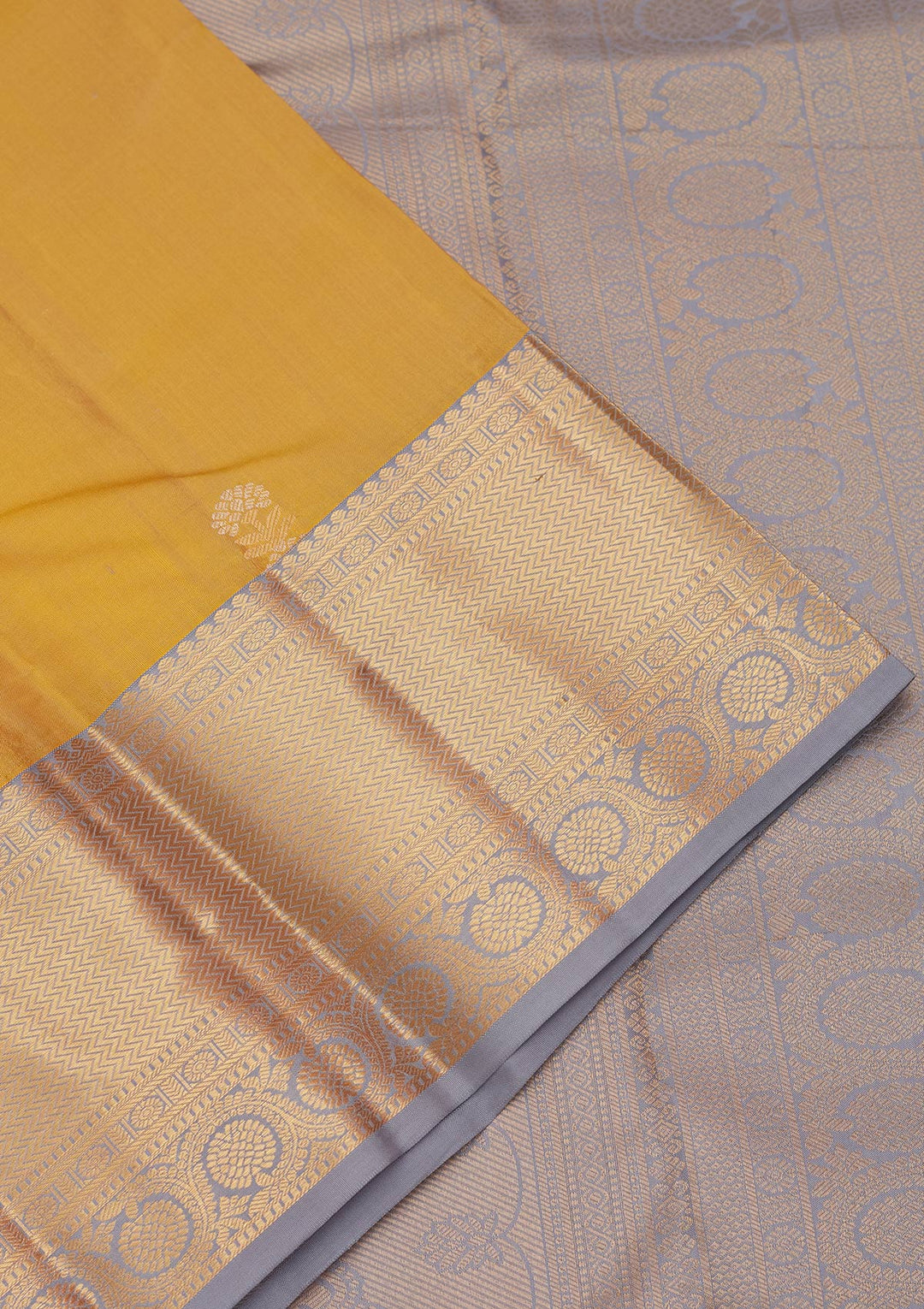 Lemon Yellow Silk Buti Saree With Matching Blouse Piece
