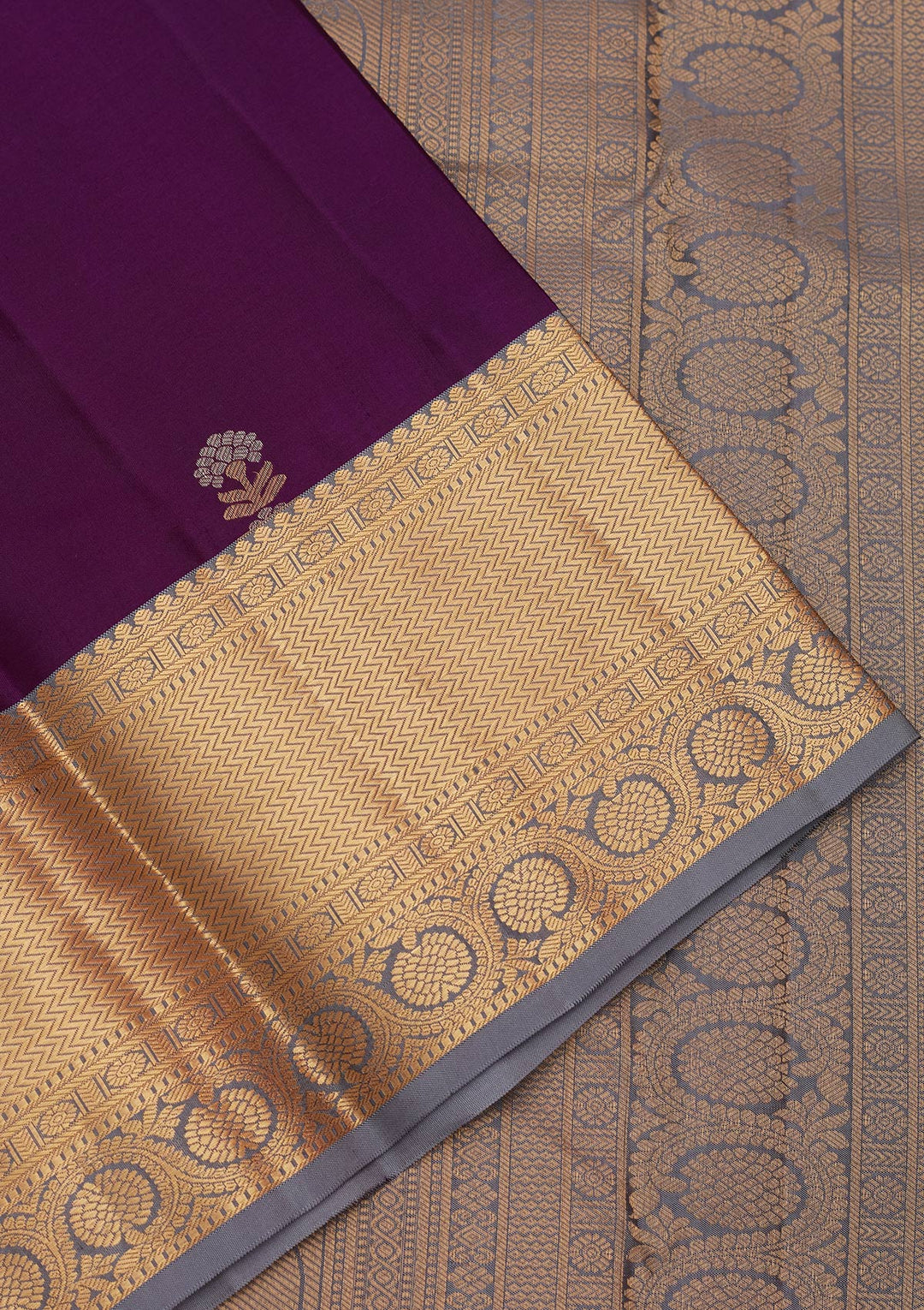 Purple Silk Buti Gold Zariwork Saree With Matching Blouse Piece