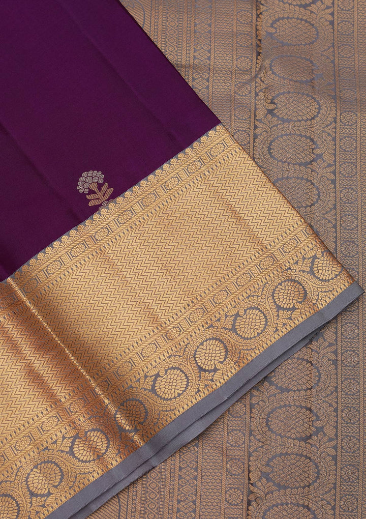 Purple Silk Buti Gold Zariwork Saree With Matching Blouse Piece