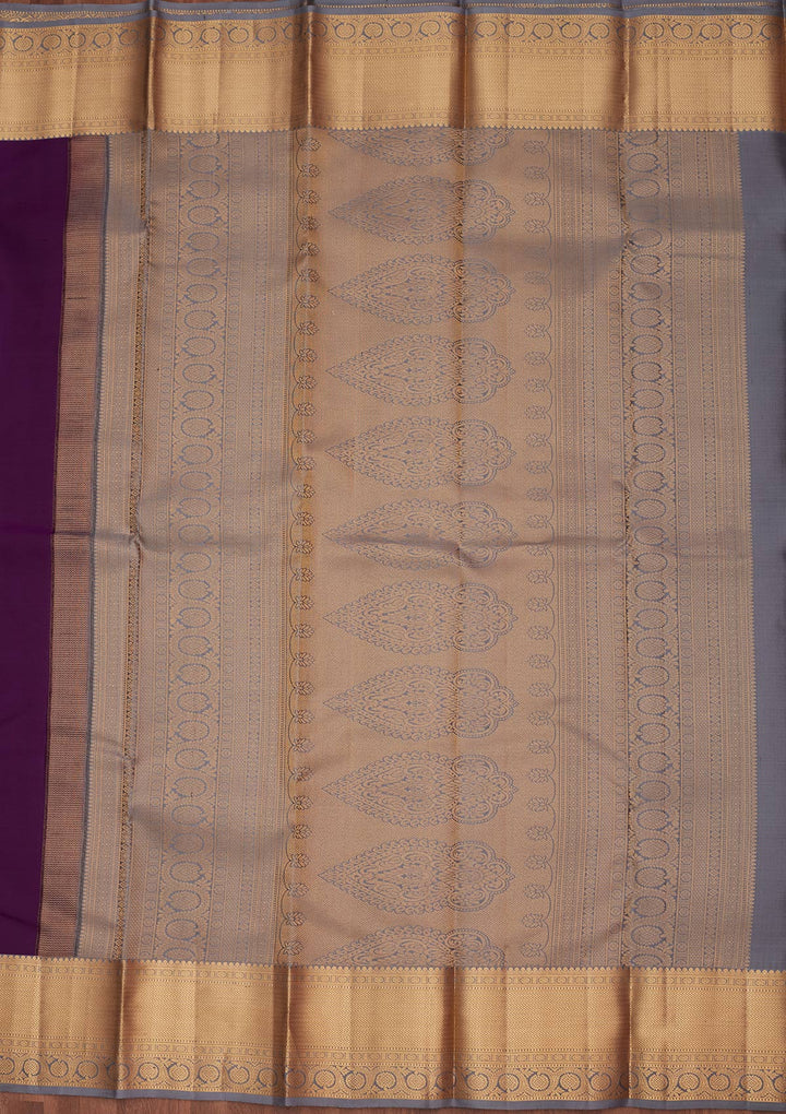 Purple Silk Buti Gold Zariwork Saree With Matching Blouse Piece