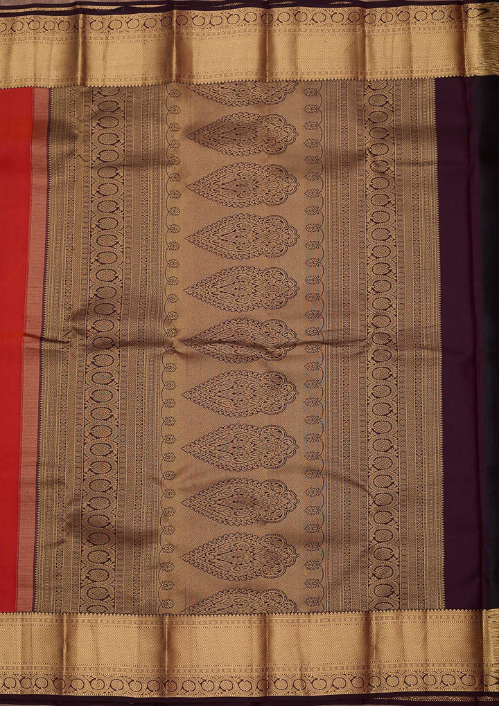 Red Silk Buti Gold Zariwork Saree With Matching Blouse Piece