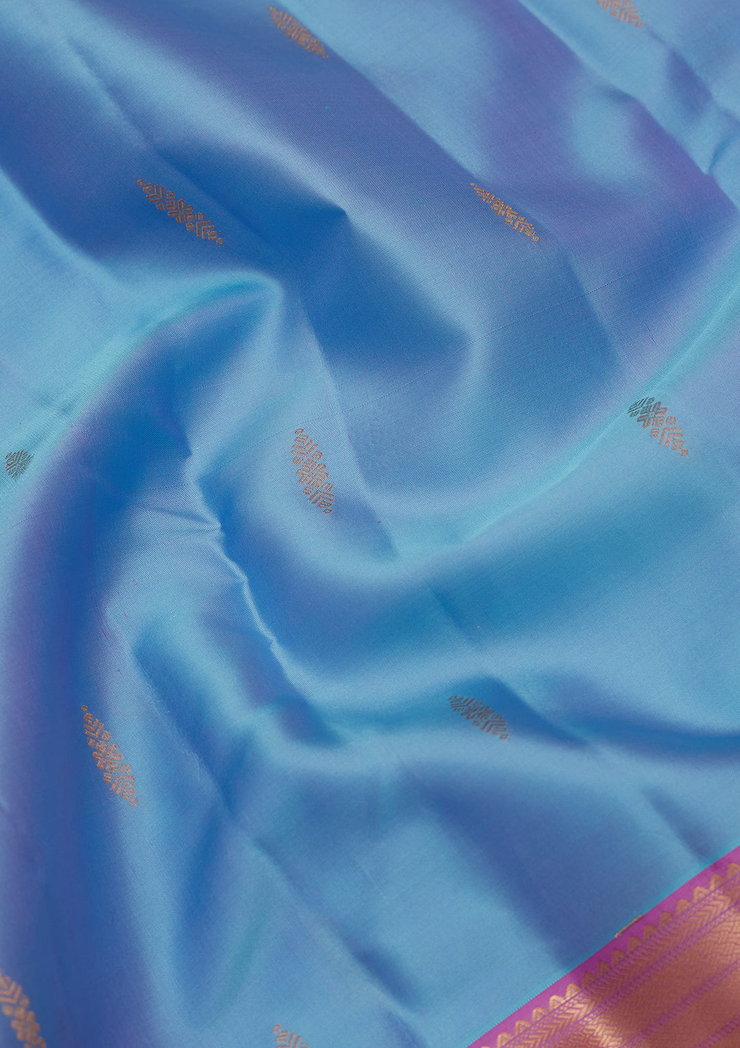 Blue Silk Buti Saree With Matching Blouse Piece