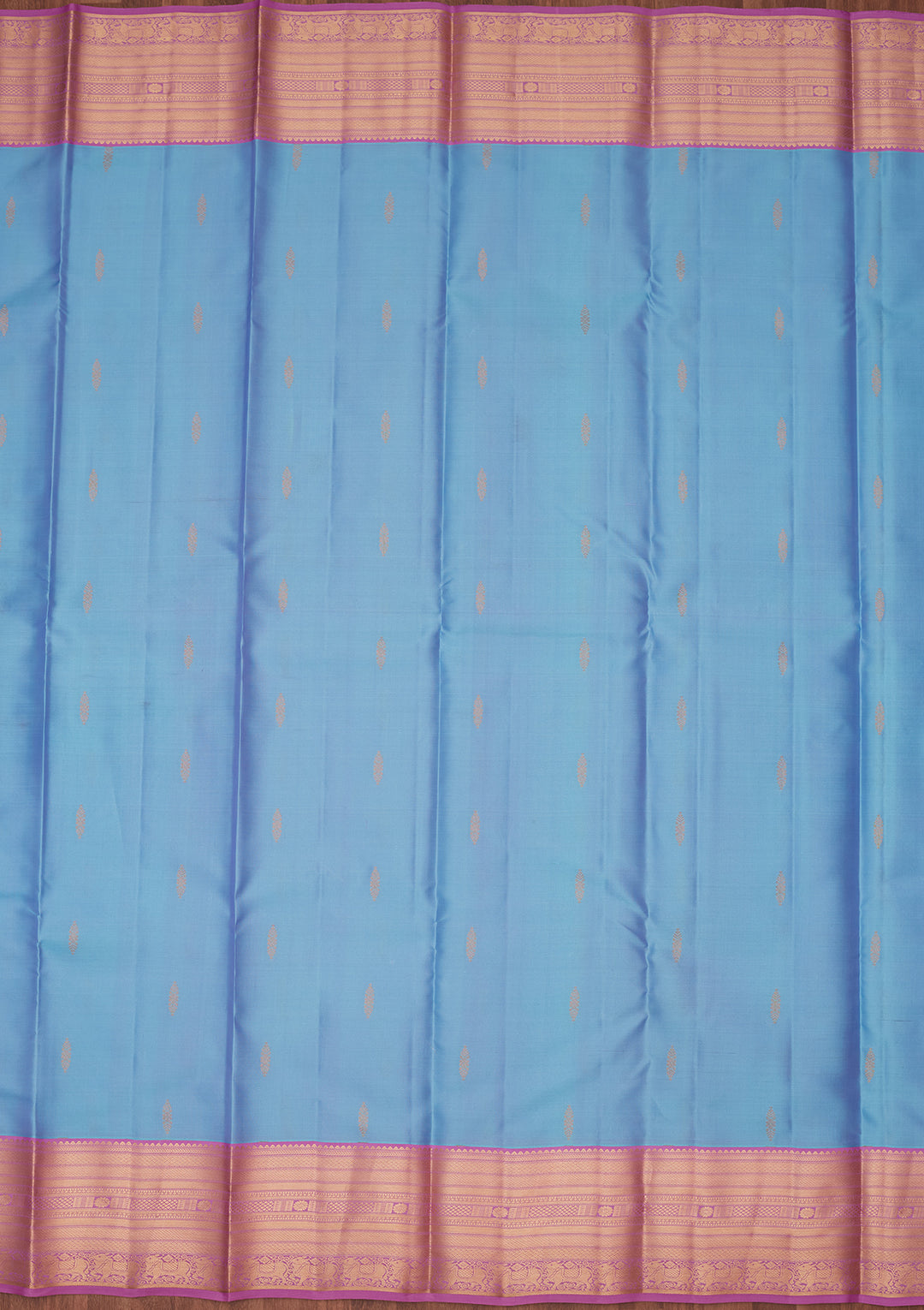 Blue Silk Buti Saree With Matching Blouse Piece