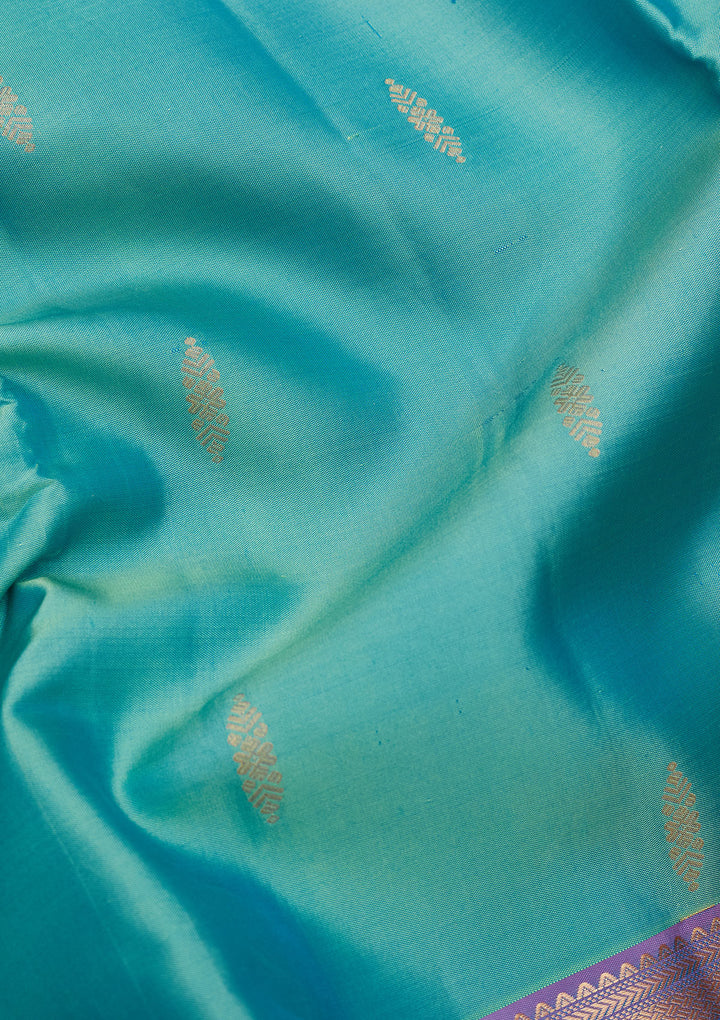 Sea Green Silk Buti Zariwork Saree With Matching Blouse Piece
