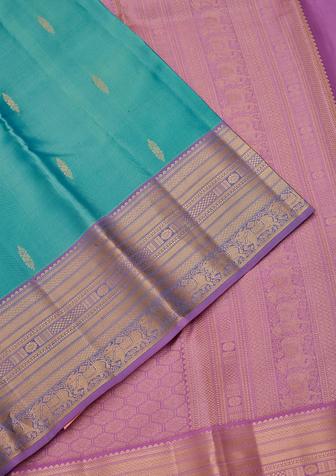 Sea Green Silk Buti Zariwork Saree With Matching Blouse Piece