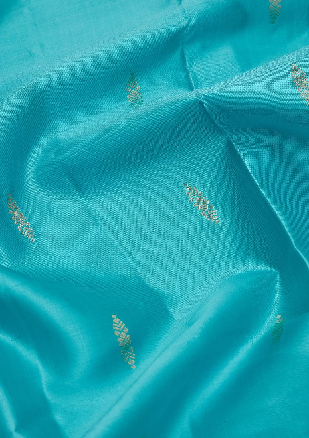Turquoise Blue Silk Buti Saree With Matching Blouse Piece