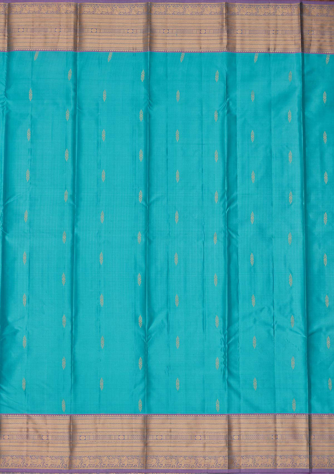 Turquoise Blue Silk Buti Saree With Matching Blouse Piece