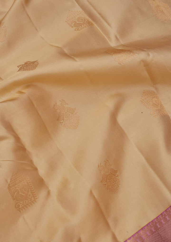Lemon Yellow Silk Buti Saree With Matching Blouse Piece