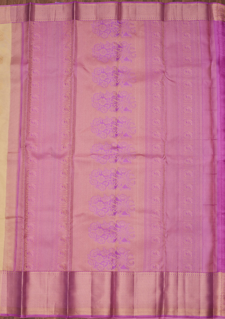Lemon Yellow Silk Buti Saree With Matching Blouse Piece