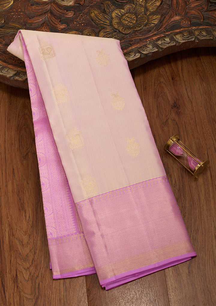 Onion Pink Silk Buti Saree With Matching Blouse Piece