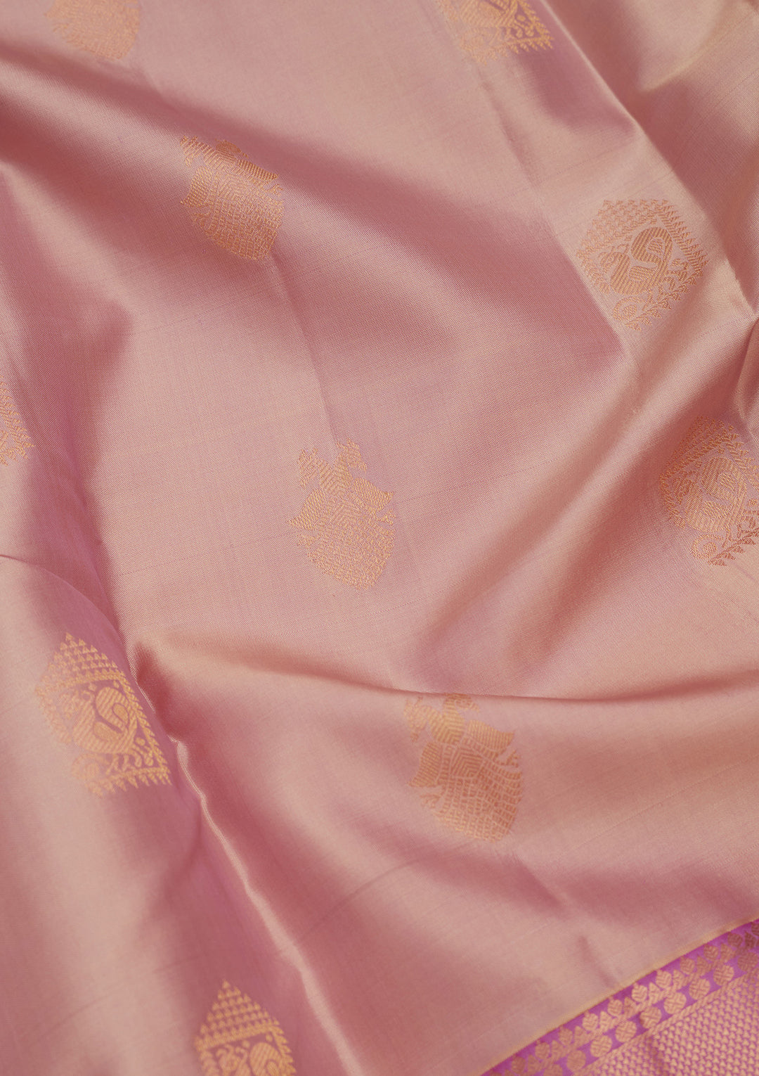 Onion Pink Silk Buti Saree With Matching Blouse Piece