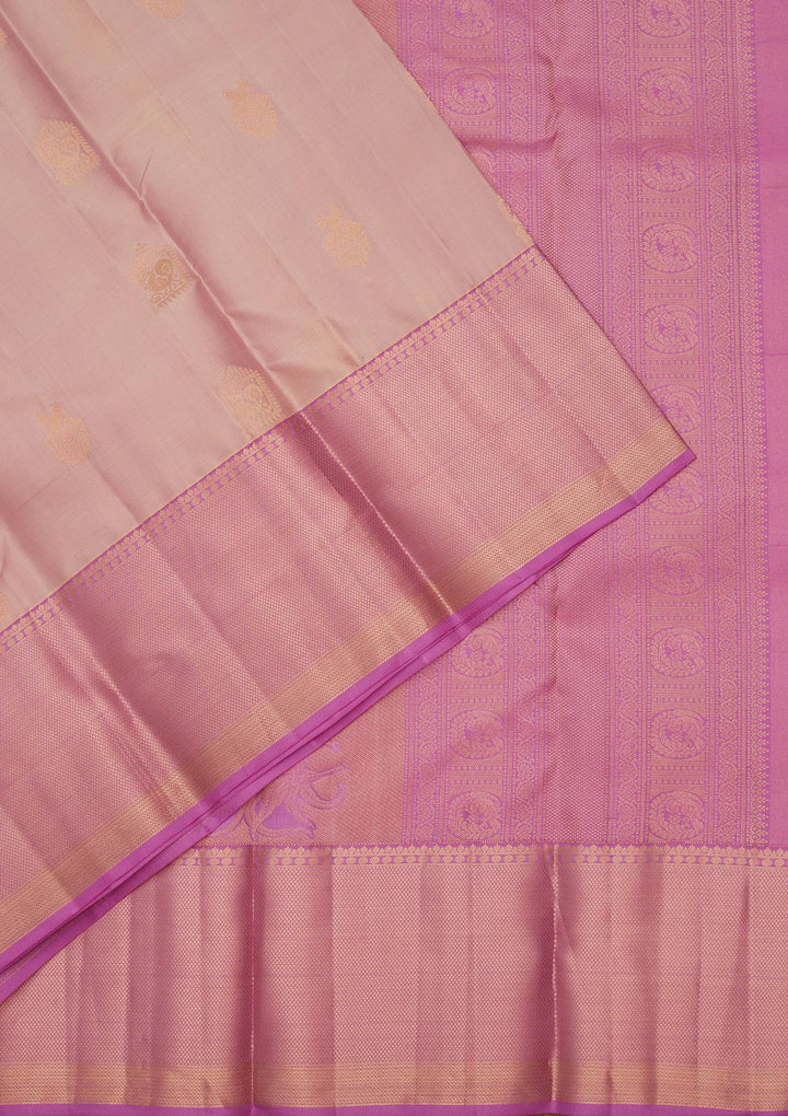 Onion Pink Silk Buti Saree With Matching Blouse Piece