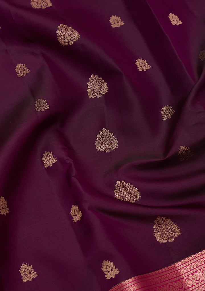 Purple Silk Buti Saree With Matching Blouse Piece