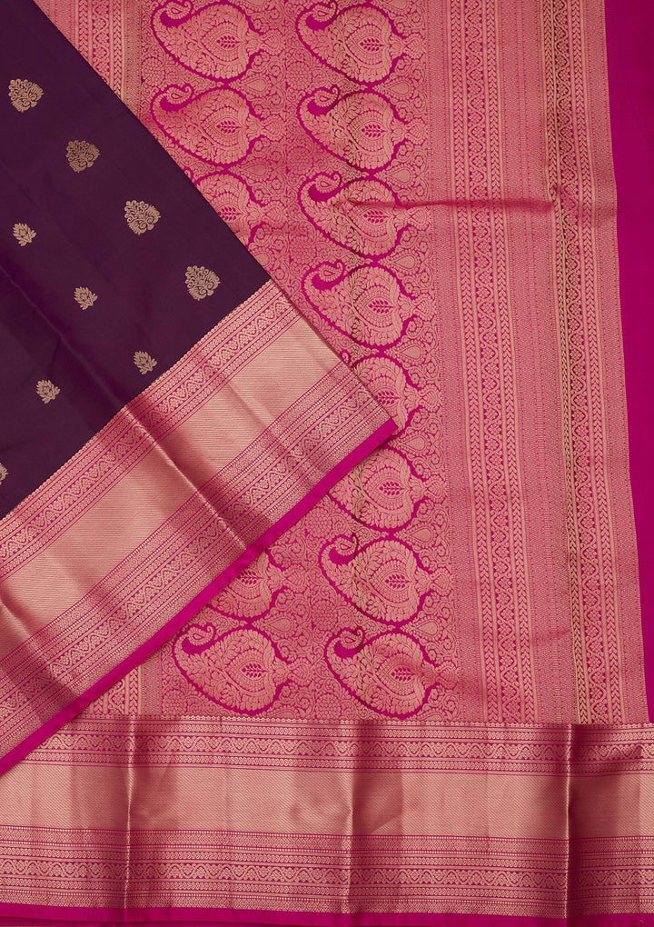 Purple Silk Buti Saree With Matching Blouse Piece