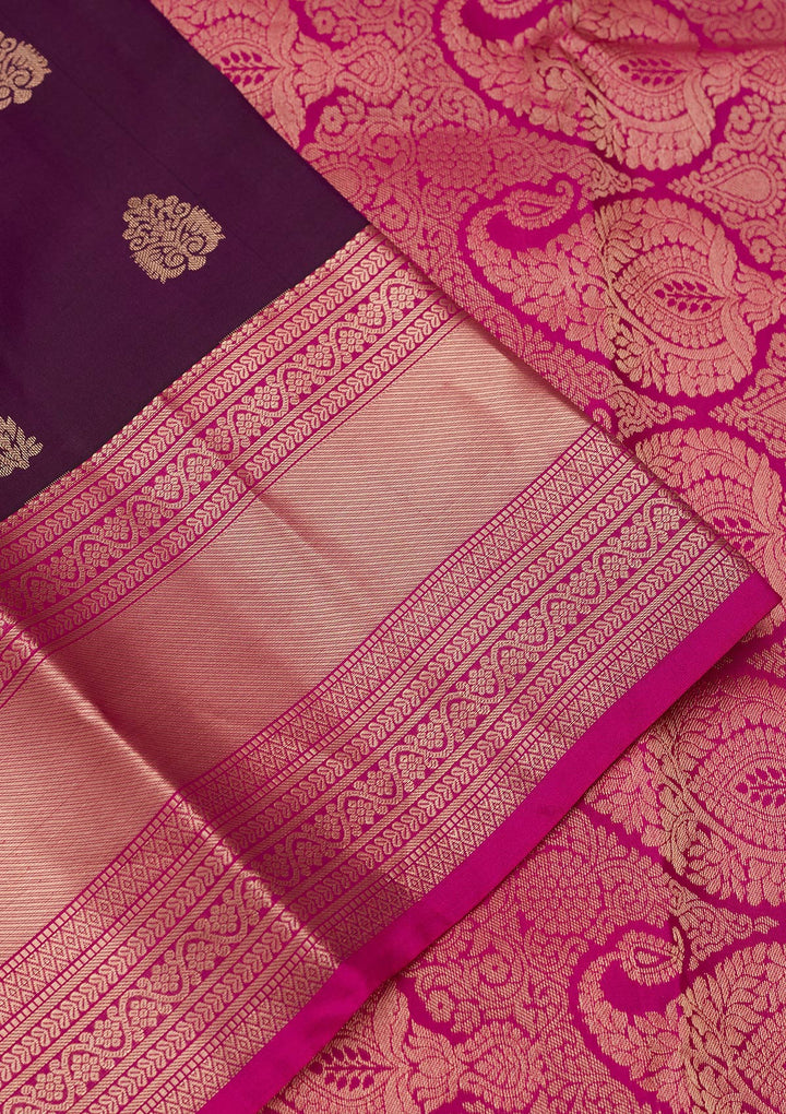 Purple Silk Buti Saree With Matching Blouse Piece