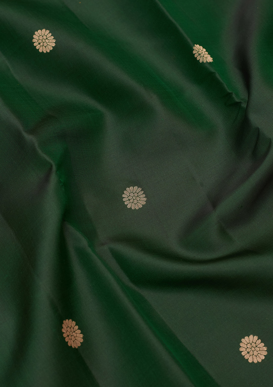 Bottle Green Silk Buti Kanjivaram Saree With Matching Blouse Piece