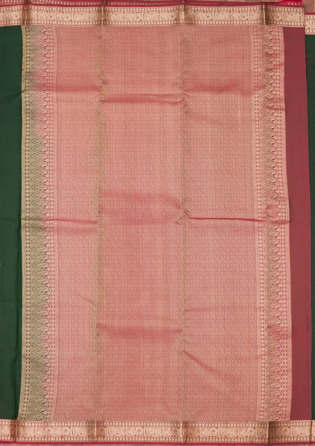 Bottle Green Silk Buti Kanjivaram Saree With Matching Blouse Piece