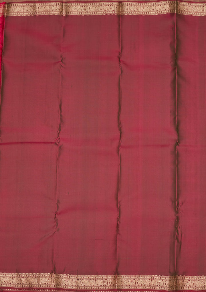 Bottle Green Silk Buti Kanjivaram Saree With Matching Blouse Piece