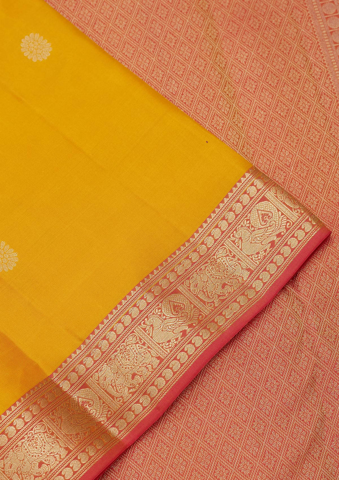 Mustard Yellow Silk Buti Saree With Matching Blouse Piece