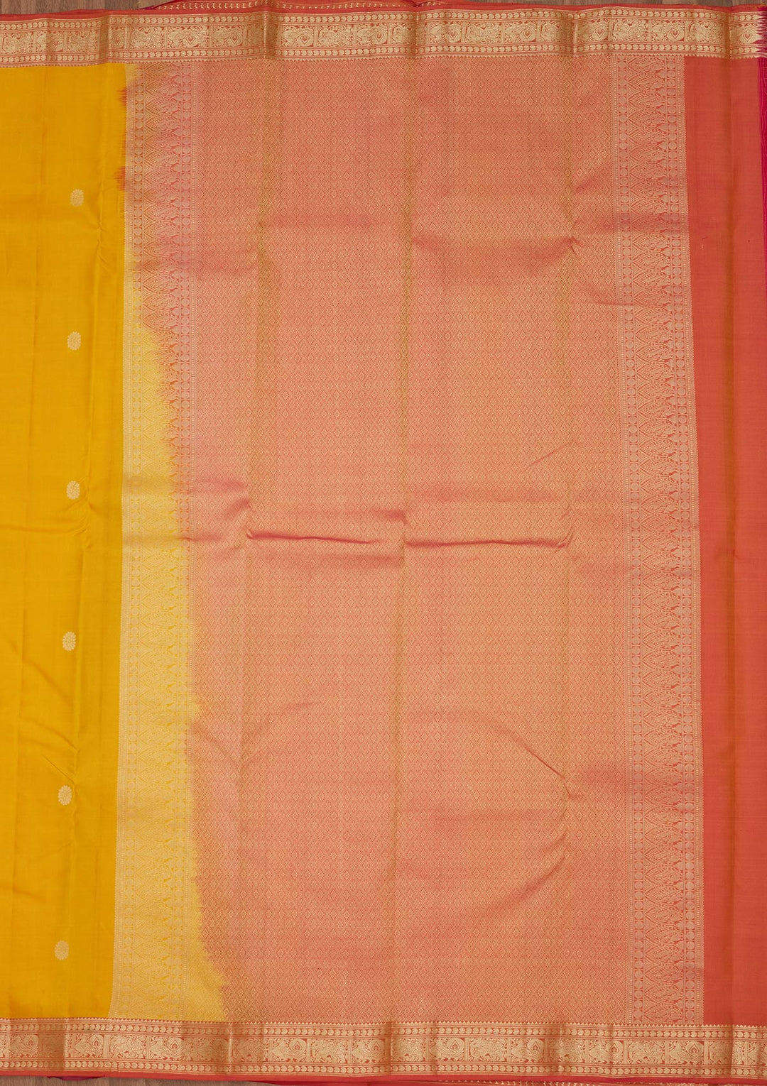 Mustard Yellow Silk Buti Saree With Matching Blouse Piece
