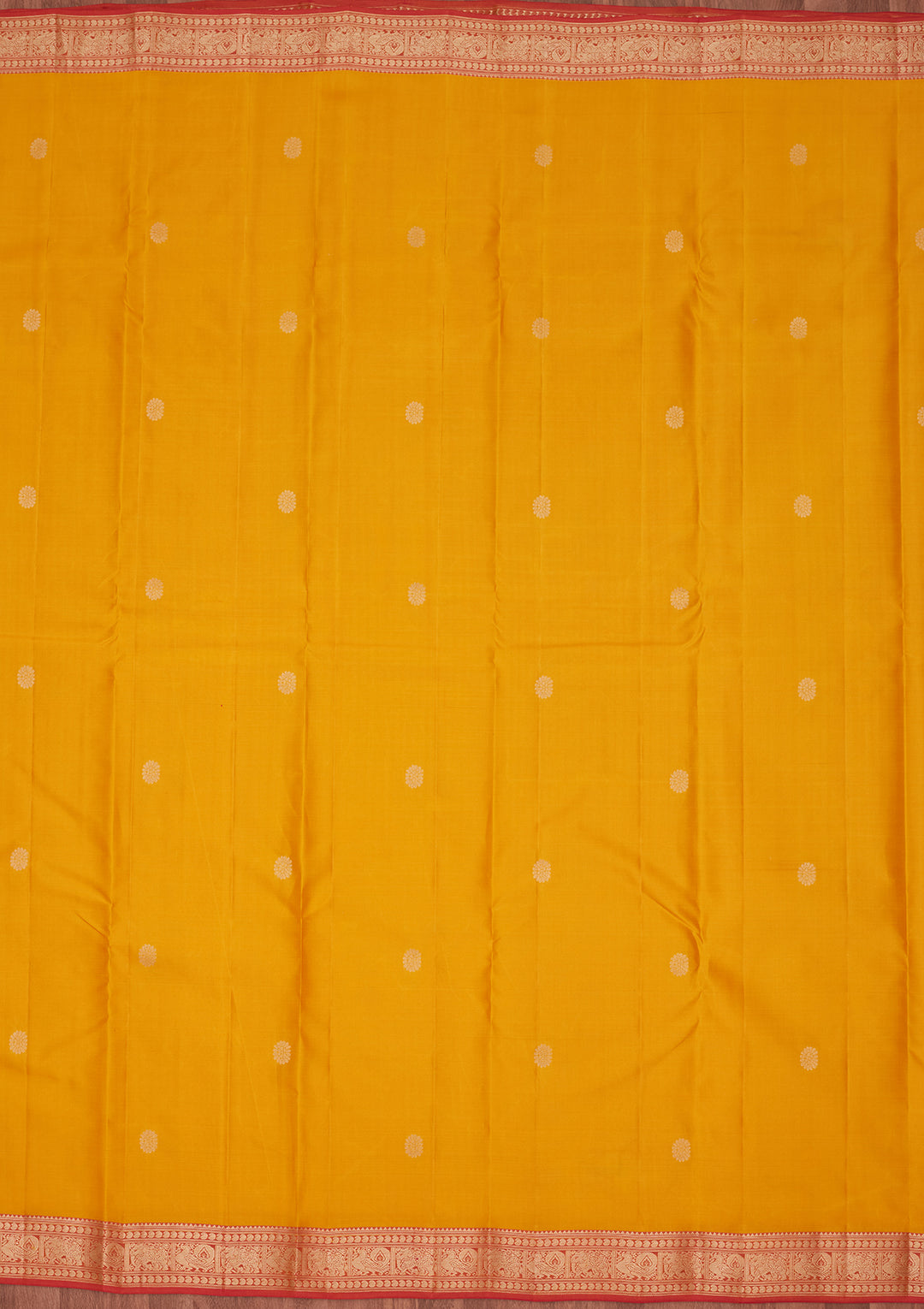 Mustard Yellow Silk Buti Saree With Matching Blouse Piece