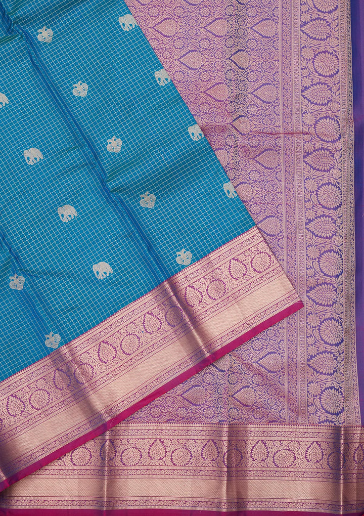 Rama Green Silk Buti Gold Zariwork Saree With Matching Blouse Piece