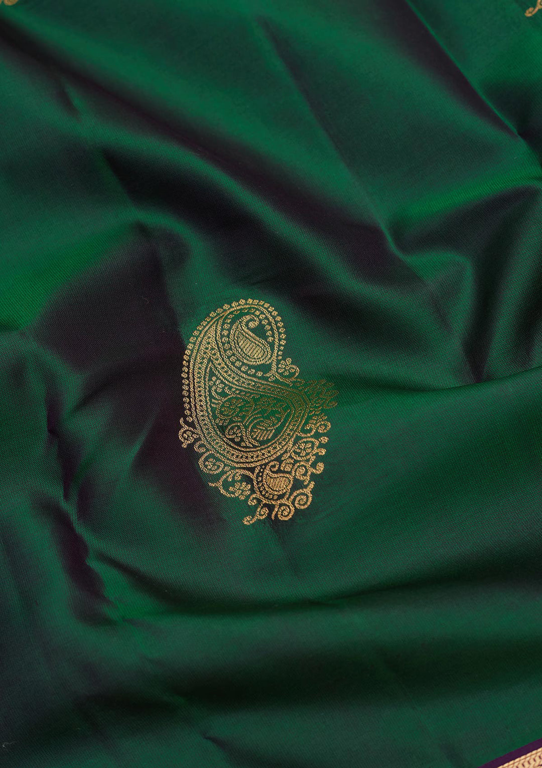 Bottle Green Zariwork Silk Saree