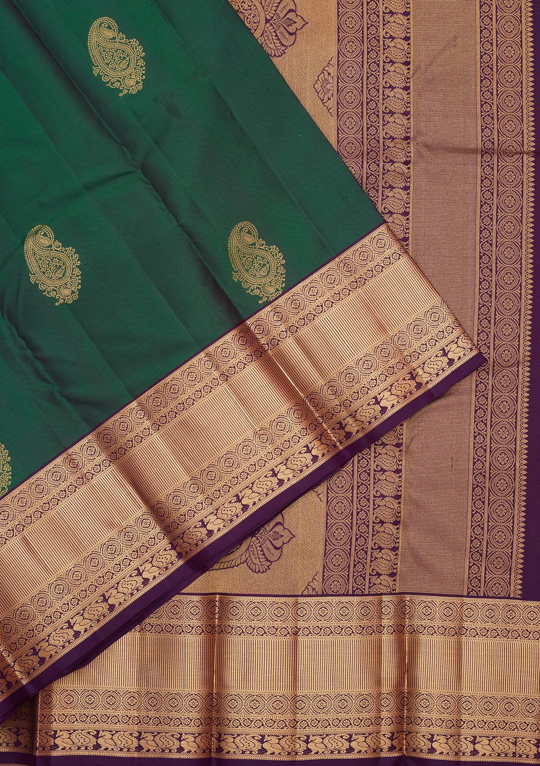 Bottle Green Zariwork Silk Saree