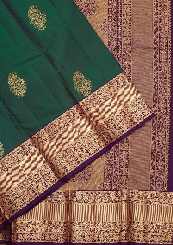 Bottle Green Zariwork Silk Saree
