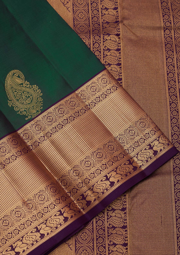 Bottle Green Zariwork Silk Saree