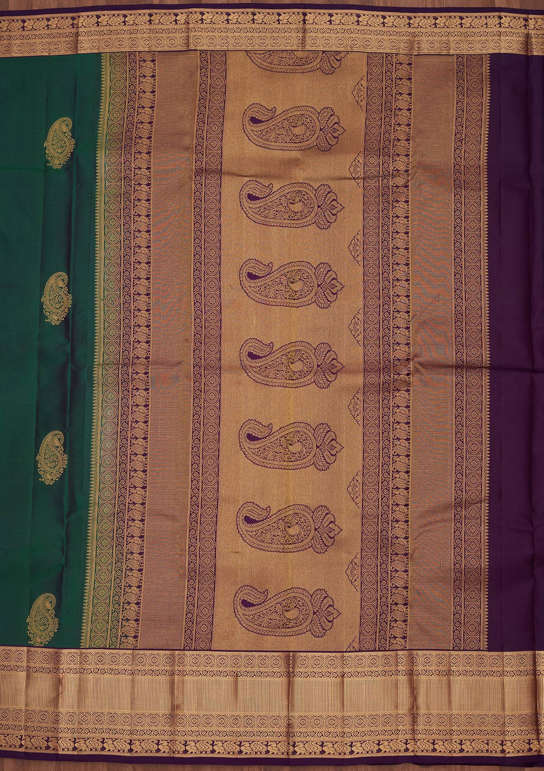 Bottle Green Zariwork Silk Saree