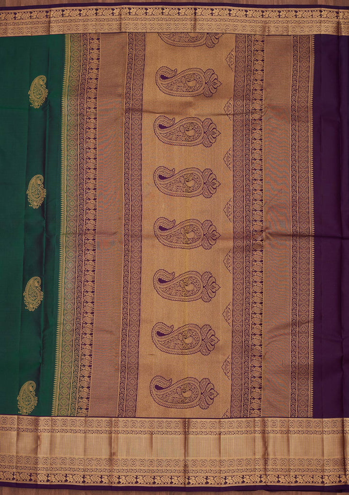 Bottle Green Zariwork Silk Saree
