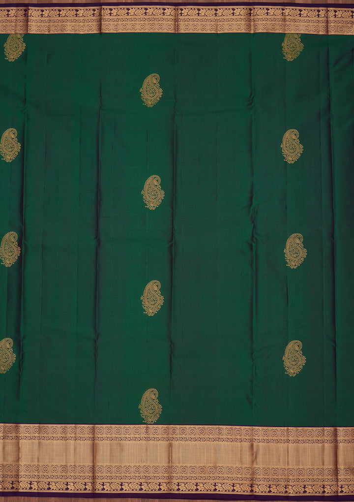 Bottle Green Zariwork Silk Saree