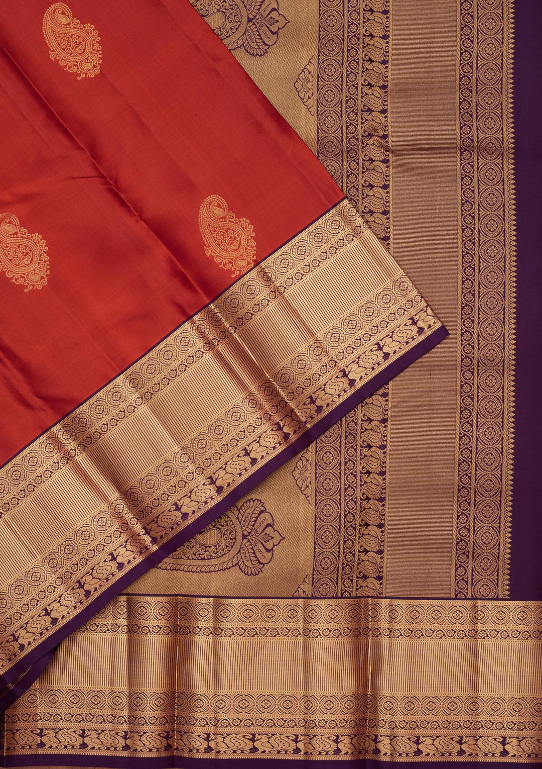 Rust Silk Buti Saree With Matching Blouse Piece