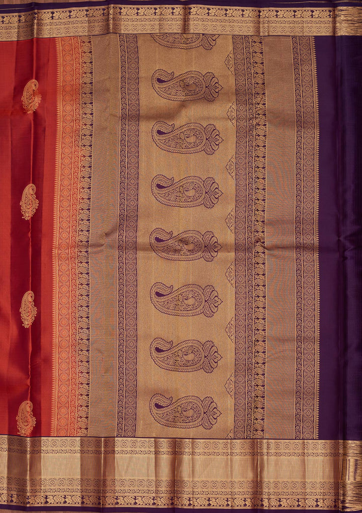 Rust Silk Buti Saree With Matching Blouse Piece