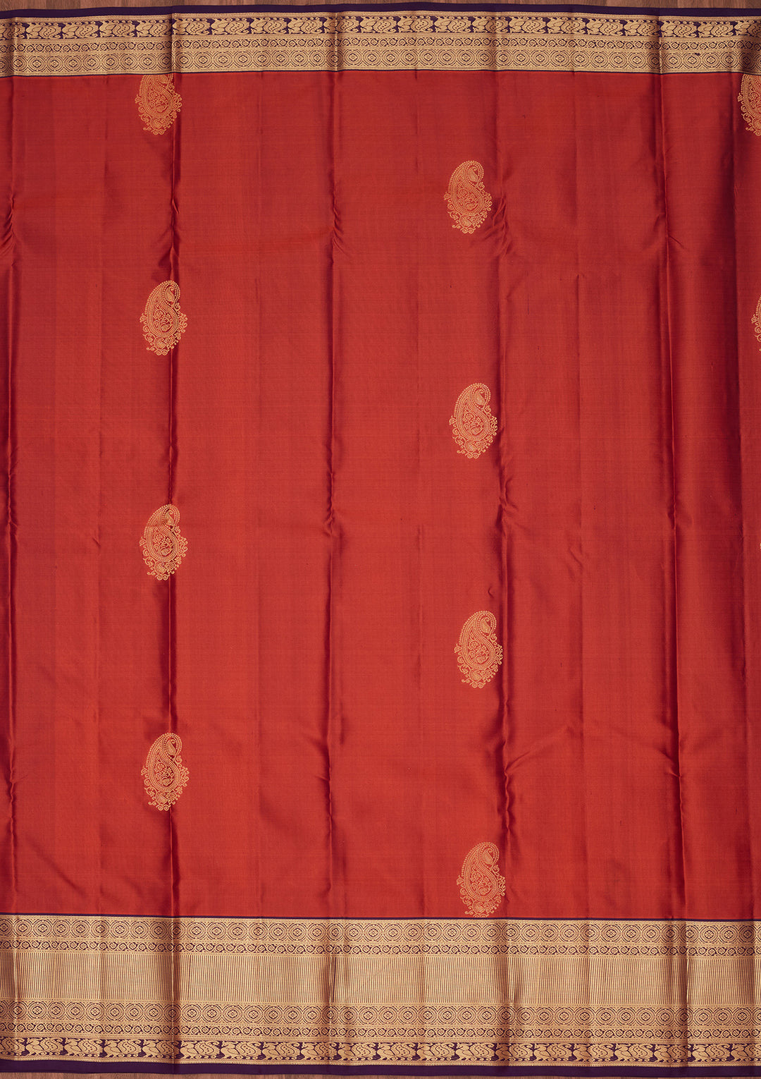 Rust Silk Buti Saree With Matching Blouse Piece