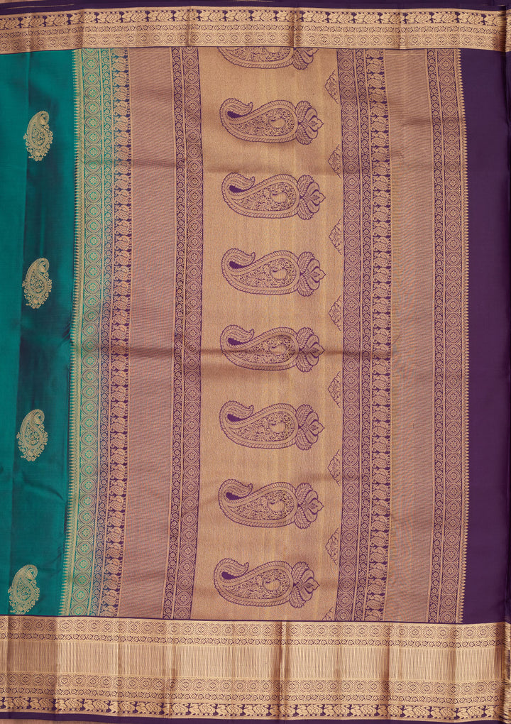 Sea Green Silk Buti Saree With Matching Blouse Piece