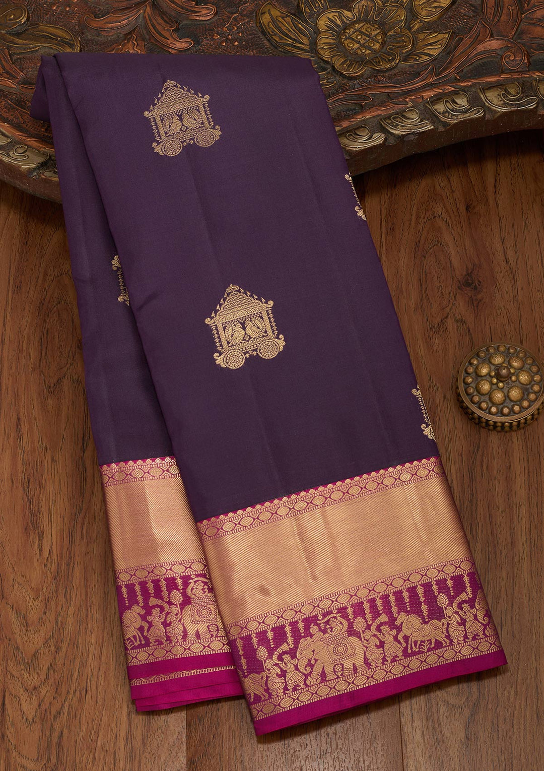 Magenta Pink Silk Buti Saree With Matching Blouse Piece