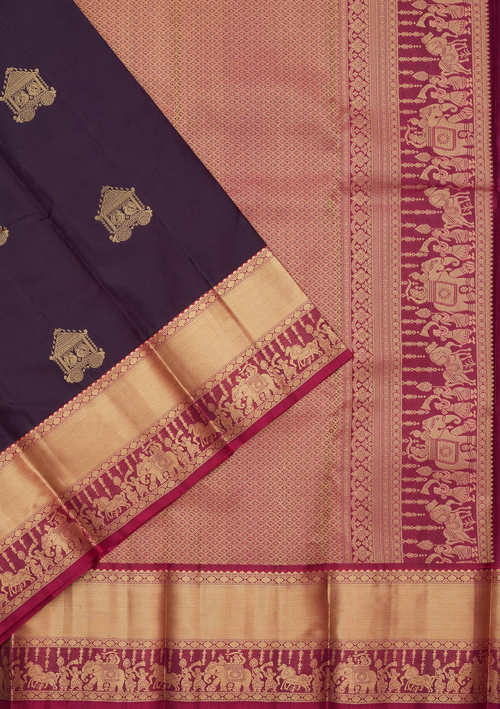 Magenta Pink Silk Buti Saree With Matching Blouse Piece