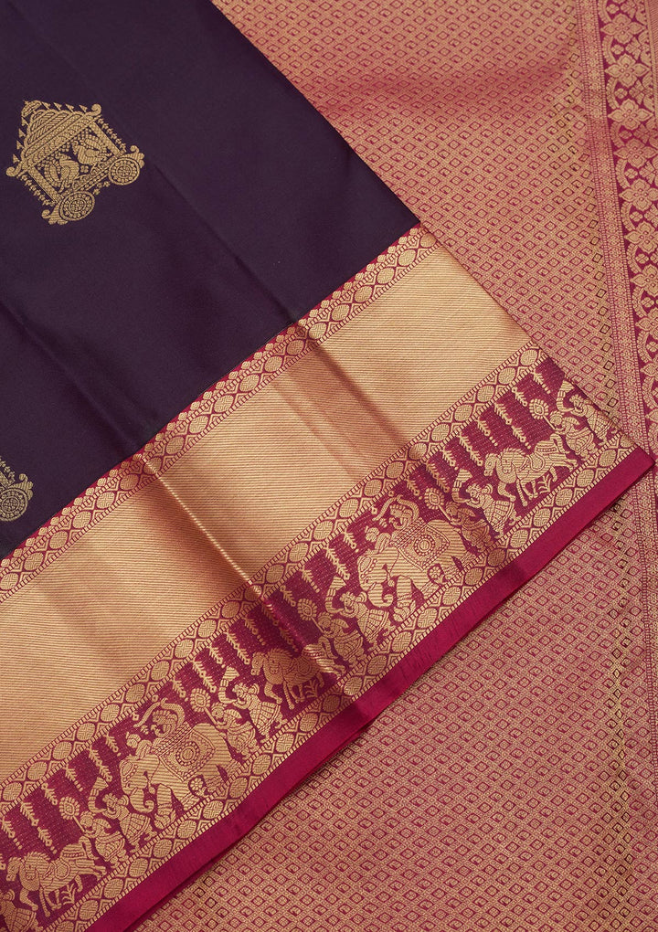 Magenta Pink Silk Buti Saree With Matching Blouse Piece