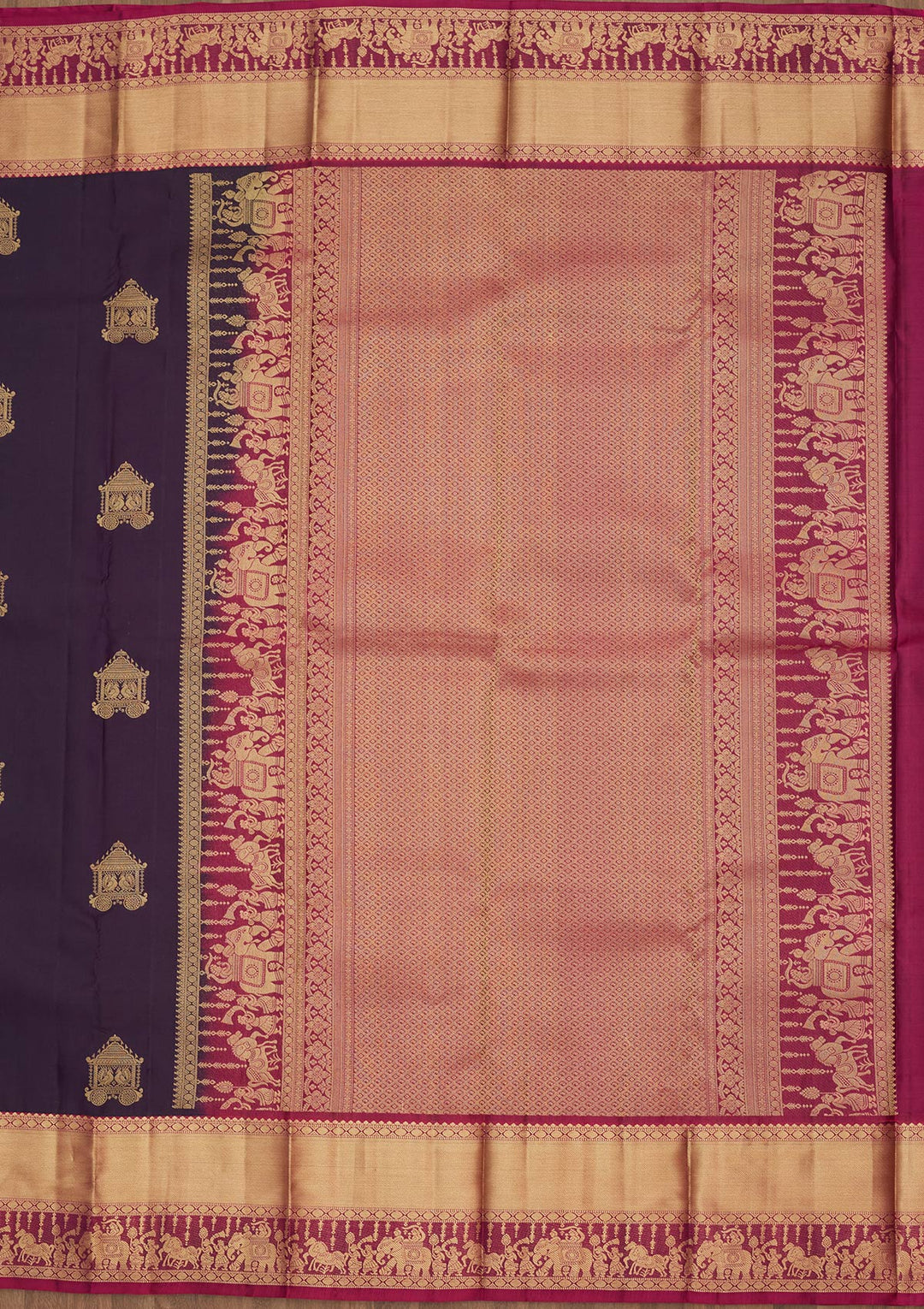Magenta Pink Silk Buti Saree With Matching Blouse Piece