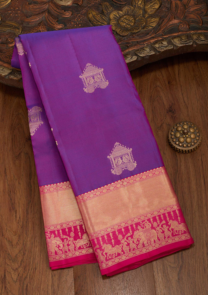 Purple Silk Buti Saree With Matching Blouse Piece
