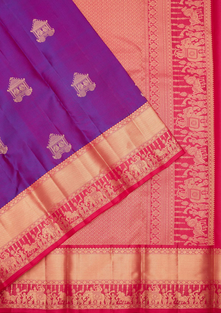 Purple Silk Buti Saree With Matching Blouse Piece